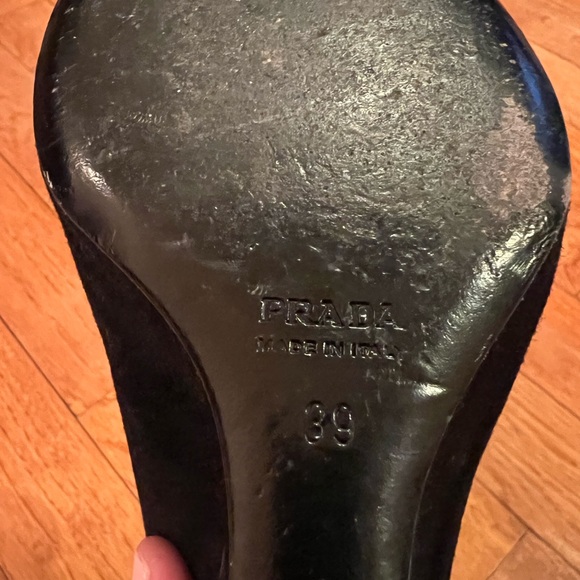 Prada Suede Open-Toe Wedge Bootie Heels - Picture 8 of 10